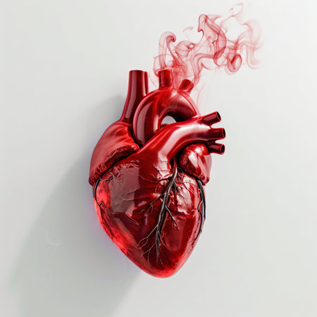 Human Heart with Smoke Effects Illustrating Health Risks. Generative ai. High quality illustrationの素材