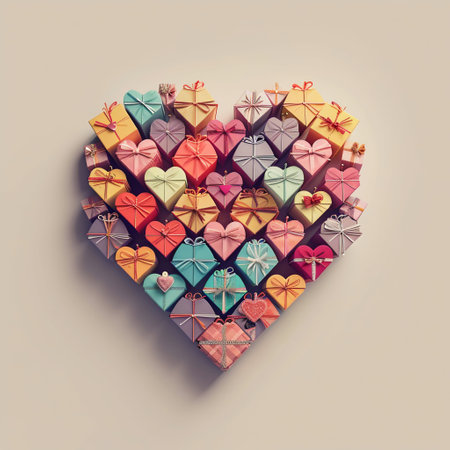 Heart-Shaped Assortment of Gift Boxes. Generative ai. High quality illustrationの素材