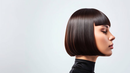 Elegant Bob Haircut on Female Model. Generative ai. High quality illustrationの素材