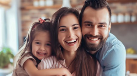 Family Embracing a Happy Moment Together. Generative ai. High quality illustrationの素材
