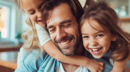 Family Embracing a Happy Moment Together. Generative ai. High quality illustrationの素材