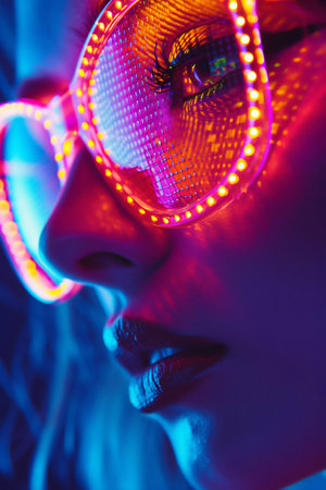 Futuristic Neon Glow Portrait of Woman. Generative ai. High quality illustrationの素材