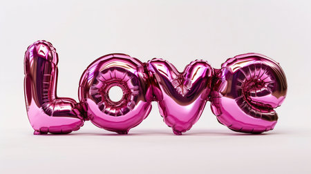 LOVE Spelled Out in Pink Metallic Balloons. Generative ai. High quality illustrationの素材