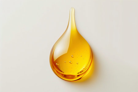 Elegant Drop of Golden Liquid on a Light Background. Generative ai. High quality illustrationの素材