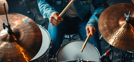 Dynamic Drumming Session in Action. Generative ai. High quality illustrationの素材