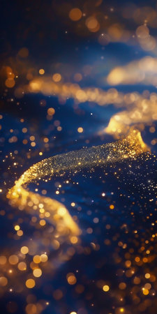 Glimmering Golden Swirl Against a Starry Night. Generative ai. High quality illustrationの素材
