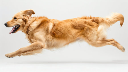 Graceful Brown Dog Leaping in Mid-Air. Generative ai. High quality illustrationの素材
