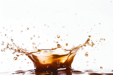 Dynamic Coffee Splash on White Backdrop. Generative ai. High quality illustrationの素材