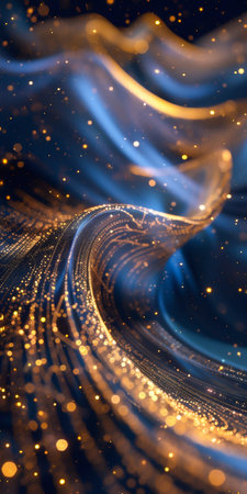 Glimmering Golden Swirl Against a Starry Night. Generative ai. High quality illustrationの素材