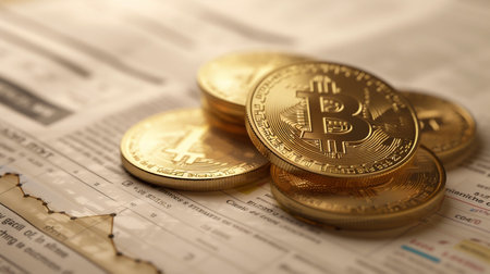 Bitcoin Investment and Market Analysis. Generative ai. High quality illustrationの素材