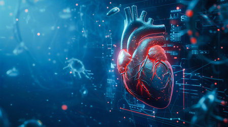 Cybernetic Heart with Futuristic Technology. Generative ai. High quality illustrationの素材
