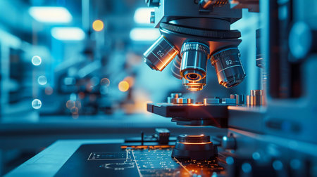 Advanced Electron Microscope in a Modern Laboratory. Generative ai. High quality illustrationの素材