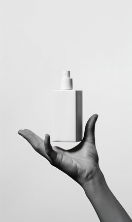 Minimalistic Skincare Packaging Presentation. Generative ai. High quality illustrationの素材