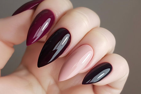 Elegant Ombre Manicure on Female Hand. Generative ai. High quality illustrationの素材