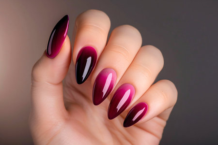 Elegant Ombre Manicure on Female Hand. Generative ai. High quality illustrationの素材