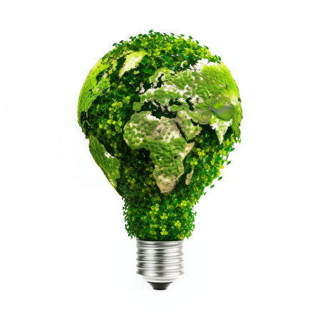 Eco-Innovation Concept with Earth Light Bulb. Generative ai. High quality illustrationの素材