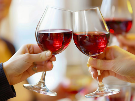 Celebratory Toast with Wine Glasses. Generative ai. High quality illustrationの素材