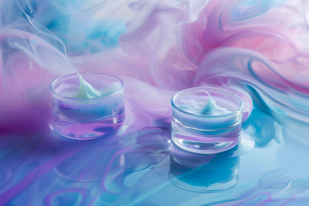 Refreshing Aqua Gel Cream with Hydrating Splash Effect. Generative ai. High quality illustrationの素材