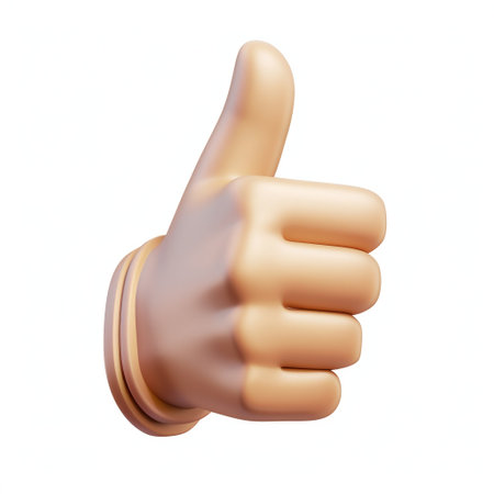 Glossy 3D Thumbs Up Icon on White Background. Generative ai. High quality illustrationの素材