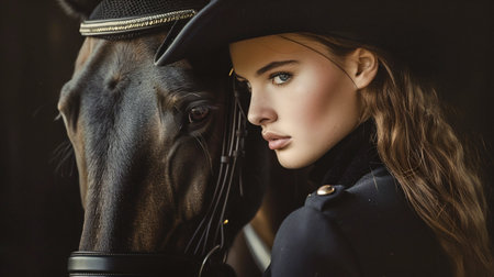 Equestrian Bond: Woman and Horse in Harmony. Generative ai. High quality illustrationの素材