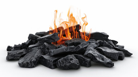 Charcoal and Flames in a Barbecue Grill. Generative ai. High quality illustrationの素材