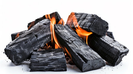 Charcoal and Flames in a Barbecue Grill. Generative ai. High quality illustrationの素材