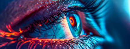 Vision of the Future: Digital Eye in Vivid Colors. Generative ai. High quality illustrationの素材