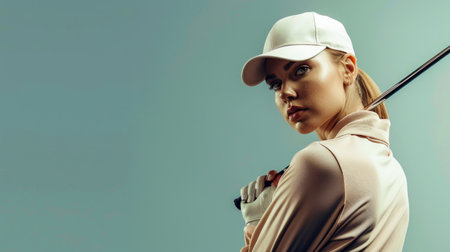Confident Female Golfer on the Course. Generative ai. High quality illustrationの素材