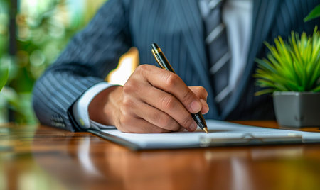 Businessman Signing Contract with a Pen. Generative ai. High quality illustrationの素材