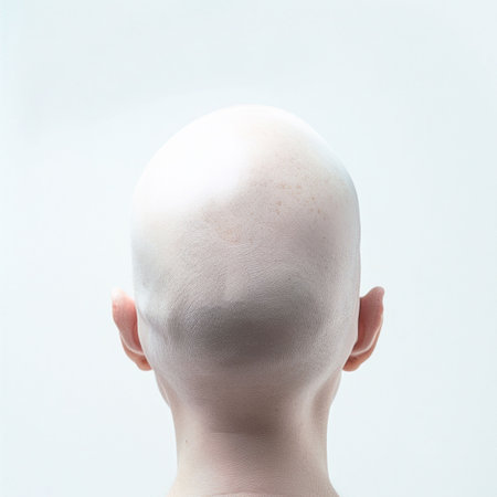 Human Bald Head from Behind on a White Background. Generative ai. High quality illustrationの素材