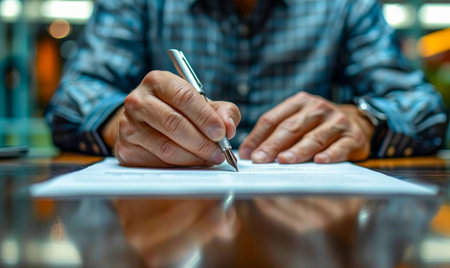 Businessman Signing Contract with a Pen. Generative ai. High quality illustrationの素材
