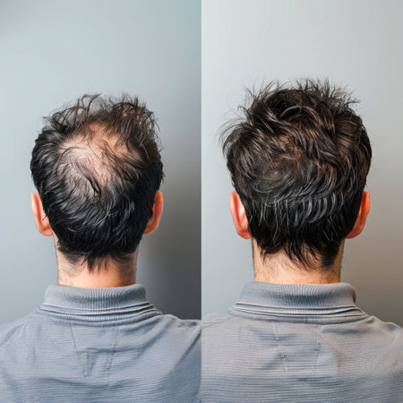 Before and After Comparison of Hair Treatment Effectiveness. Generative ai. High quality illustrationの素材