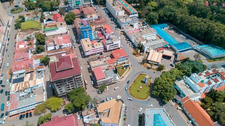 aerial view of the city of Arusha, Tanzaniaの写真素材