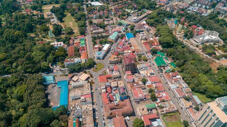 aerial view of the city of Arusha, Tanzaniaの写真素材