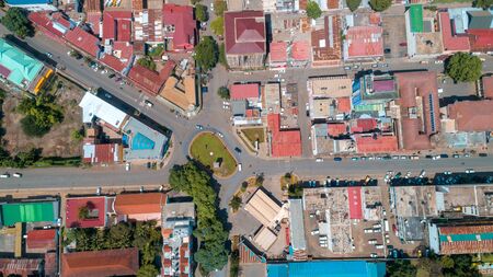 aerial view of the city of Arusha, Tanzaniaの写真素材