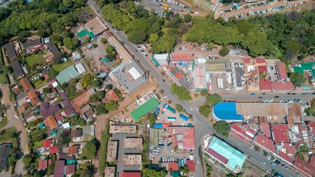 aerial view of the city of Arusha, Tanzaniaの写真素材