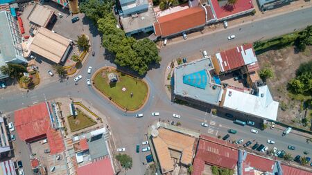 aerial view of the city of Arusha, Tanzaniaの写真素材