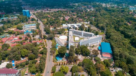 aerial view of the city of Arusha, Tanzaniaの写真素材