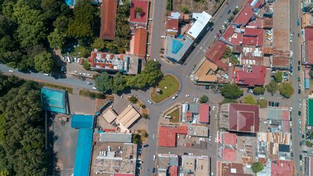 aerial view of the city of Arusha, Tanzaniaの写真素材