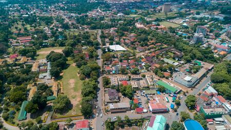 aerial view of the city of Arusha, Tanzaniaの写真素材