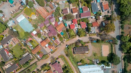 aerial view of the city of Arusha, Tanzaniaの写真素材
