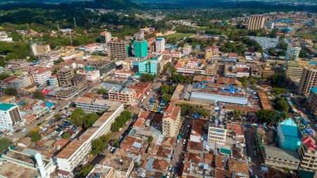 aerial view of the city of Arusha, Tanzaniaの写真素材