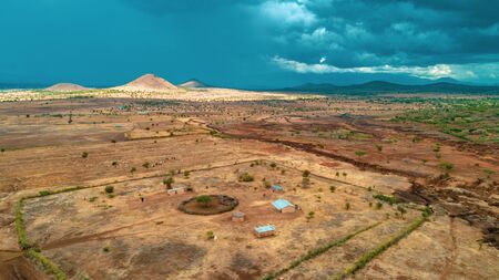 aerial landdcape of the masaai land in Tanzania,の写真素材