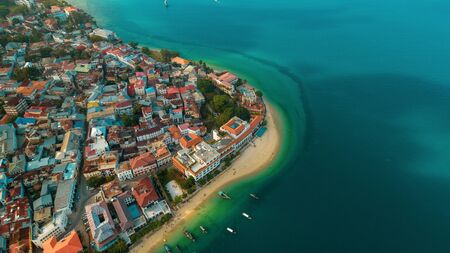 aerial view of the stone town in Zanzibarの写真素材