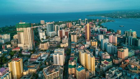 aerial view of the haven of peace, city of Dar es Salaamの写真素材