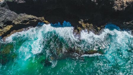 aerial view of ocean waves, Dar es Salaamの写真素材