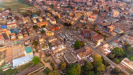 aerial view of the Morogoro townの写真素材
