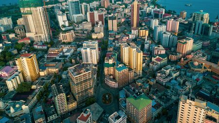 aerial view of the haven of peace, city of Dar es Salaamの写真素材