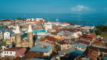 aerial view of the stone town in Zanzibarの写真素材