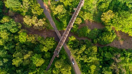Aerial view of endless lush pastures and farmlands of morogoro town, Tanzaniaの写真素材